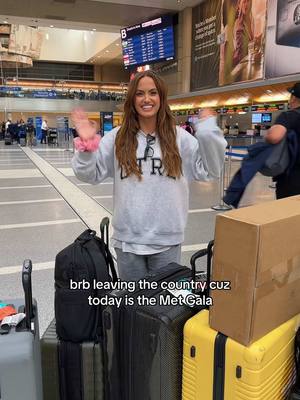A post by @haleyybaylee on TikTok caption: I’m gonna be about 171919 miles away from the Met 😳😳😳😳 (still watching all the outfits on the plane) 
