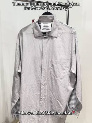 A post by @2ndstreetusainc on TikTok caption: We love Met Gala Monday and want you to have your tailored essentials to get you into the dandyism theme! Located at our LES location in Manhattan 📍🕴️🧳 #2ndstreetusa #2ndstreetles #MetGala #dandyism #tailored #vetements #balenciaga #driesvannoten #fashiontiktok #nyc #2ndhand #shop #designer 