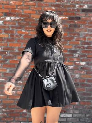 A post by @foxbloodshop on TikTok caption: NEW! If you liked the Plaid Babydoll, check out the new Riley Dress! Outfit linked above in video- tap to shop 🖤 #gothtok #gothicstyle #whatiwore #OOTD #gothfashion #gothgirl 