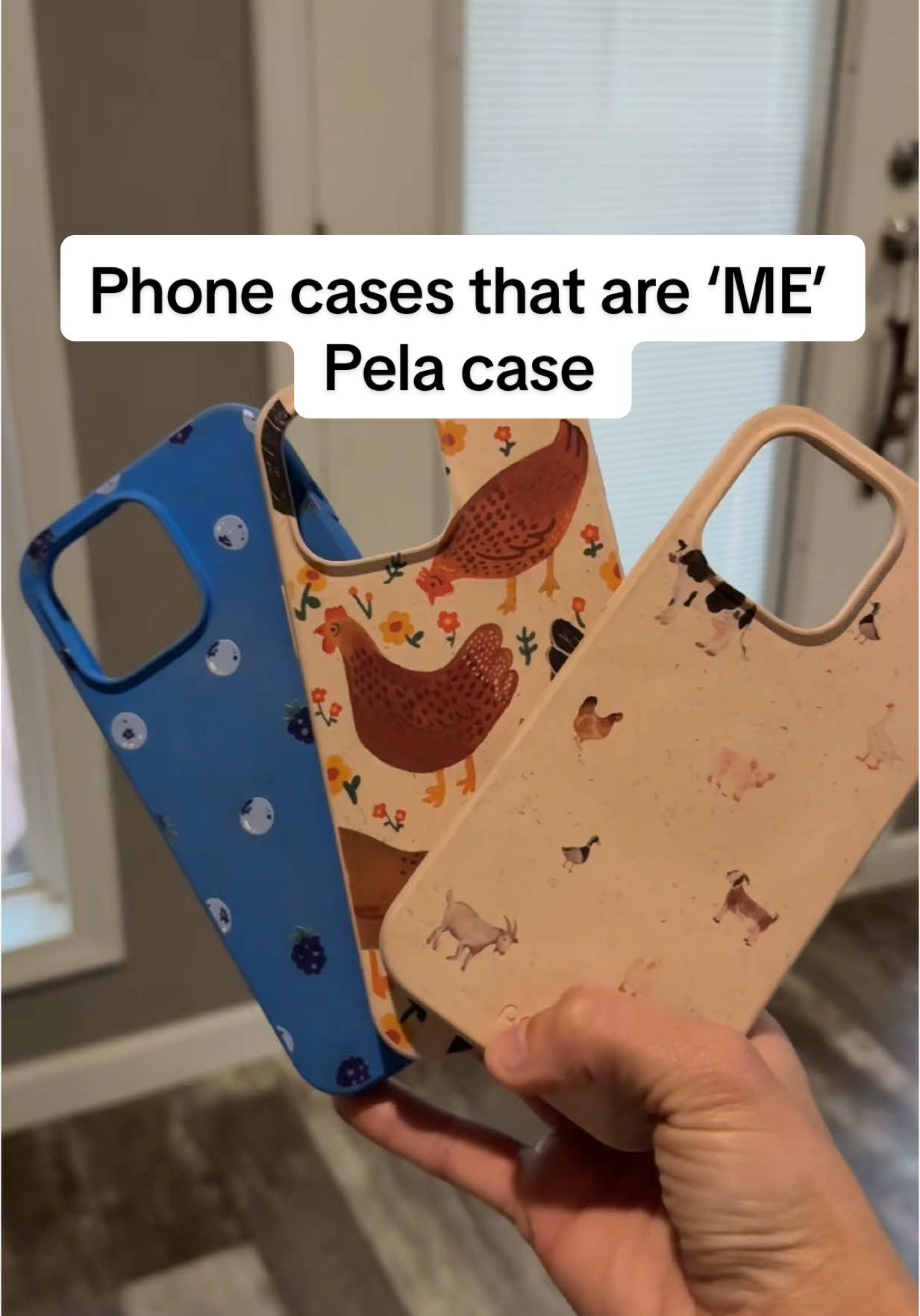 A post by @kaydee_kelly on TikTok caption: Pela cases are cute and when you are done with them you can throw them in your compost. @Pela Case #BelieveinBetter #pelacase #pela #phonecases #farmlife #homesteader #homesteading #chickens #farmanimals #blueberries