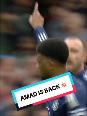 A post by @manutd on TikTok caption: Marking his #PremierLeague return with a goal! 🇨🇮 #MUFC #ManUtd #Amad 