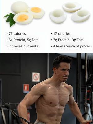 A post by @tiboinshape on TikTok caption: Whole Eggs VS Egg whites ! 🍳🥚