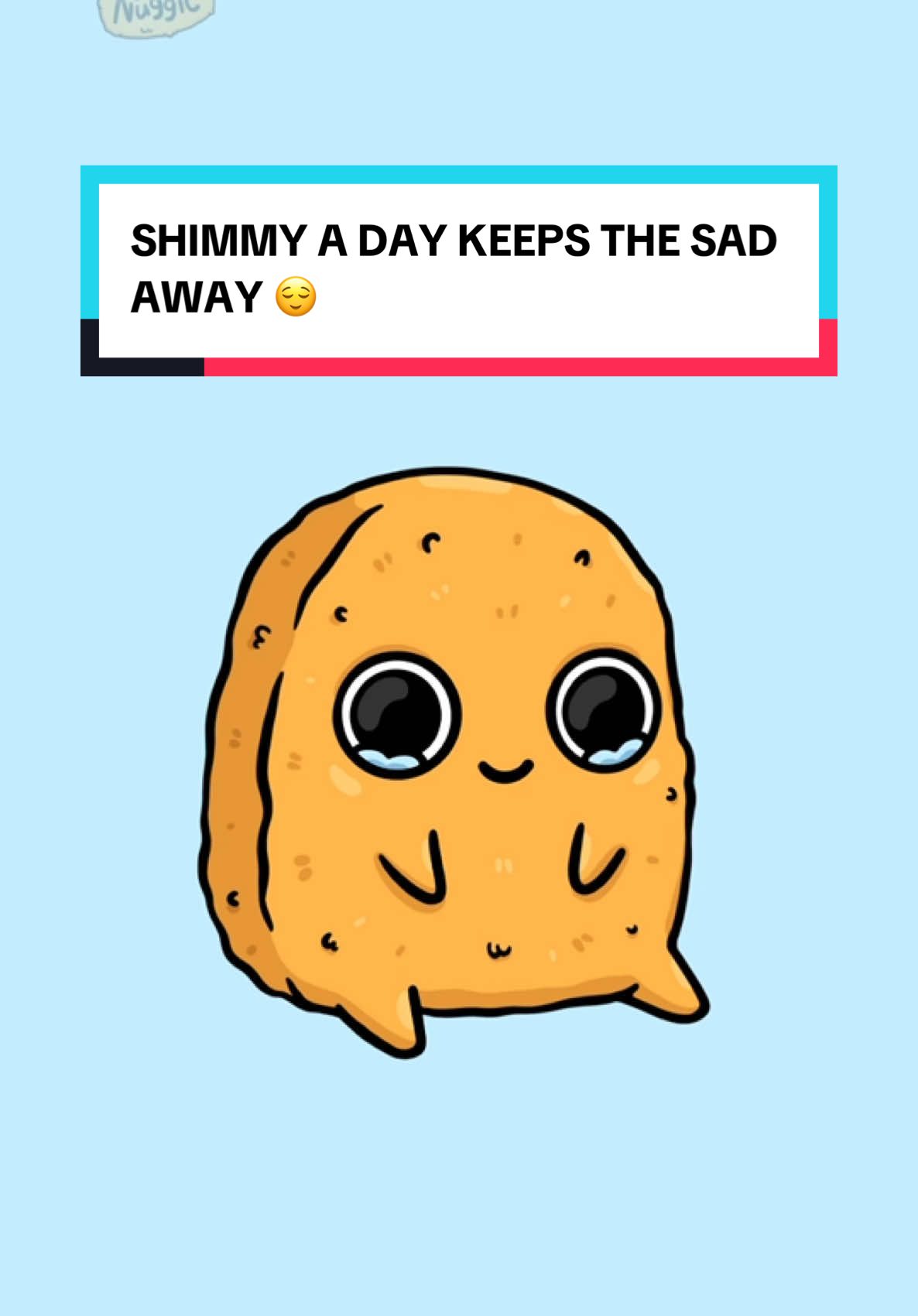 A post by @officialsadnuggie on TikTok caption: A shimmy a day keeps the sad away 😌 #sadnuggie #dance #shimmy #adorable #mood 