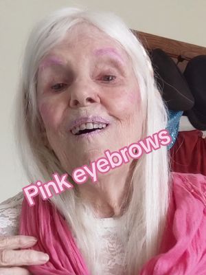 A post by @sassygrandmapat on TikTok caption: Are the pink eyebrows a winner or just an experiment for one day? 💕🧪✨️