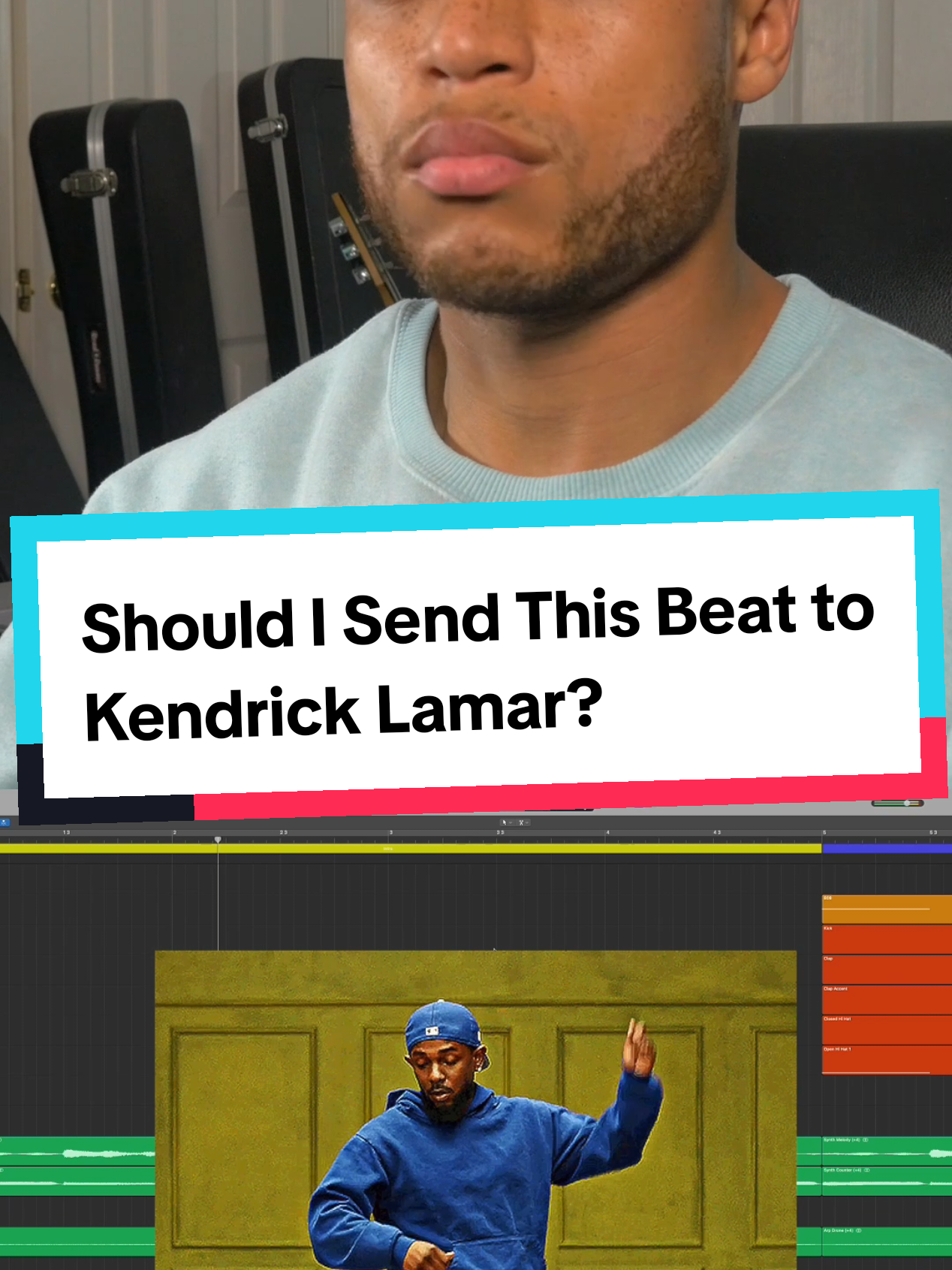 A post by @lmarquee on TikTok caption: Should I send this beat to Kenrick Lamar? #producertok #makingbeats #musicproduction #musicproducers #kendricklamar 