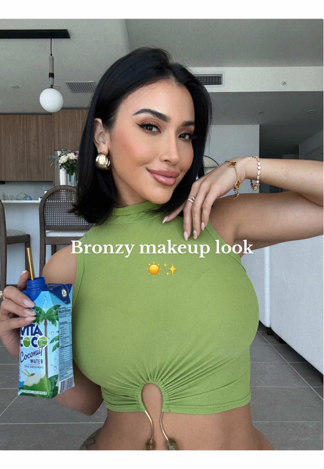 A post by @alexbravoxo on TikTok caption: Serving golden hour, all day long ✨ @Alexox0  @LAWLESS Beauty @TIRTIR Inc. @ILIA Beauty @Kosas @Say Mashallah Beauty @Charlotte Tilbury @NYX Professional Makeup @ArdellBeauty @Diorbeauty @Westman-Atelier @YSL Beauty  #fyp #explorepage #bronzymakeup #summermakeup #quickmakeup #momlife #toddlermom 