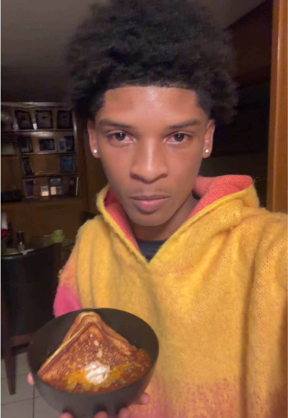 A post by @64krazy on TikTok caption: Chilli-Grilled Cheese with the smacked bro draft.. #foryoupage #fyp #viral #chilly #grilledcheese 