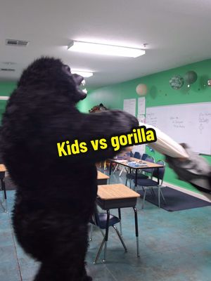 A post by @leigh_mcnasty on TikTok caption: 100 kids vs 1 gorilla🤣 #kids #school #teacher