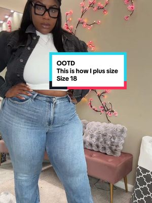 A post by @yvonniedior on TikTok caption: Replying to @TeeKay People swear I’m smaller than I am… it’s the FLARE jeans, the right drawers, and a good cropped jacket for me. These are my style secrets — linked everything! #p#plussizetiktoks#stylehackt#tiktokshopmusthavesc#curvygirloutfitsfashionsecrets 