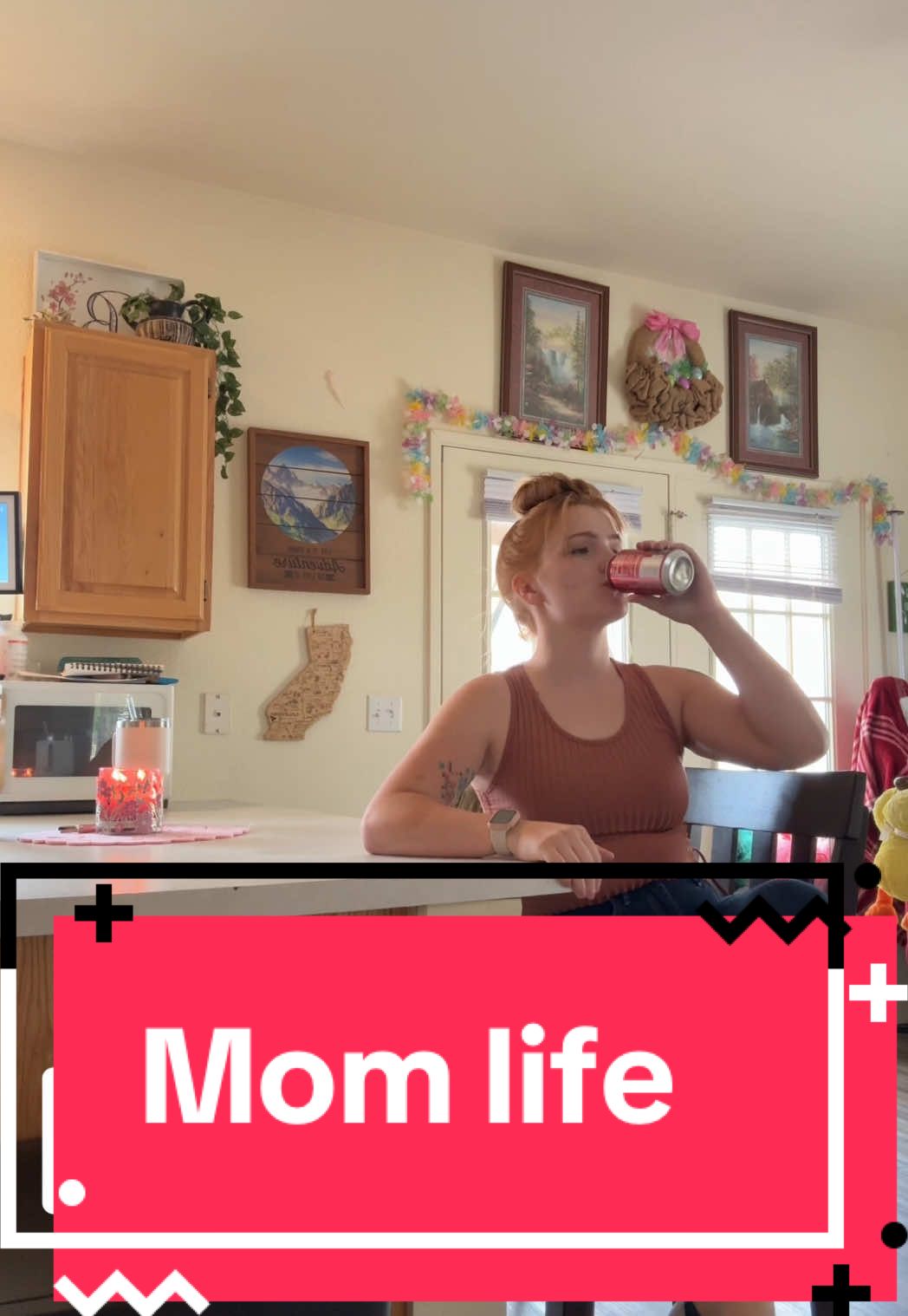 A post by @ on TikTok caption: The Dr Pepper is so good though! It’s Legit every time I sit down that’s not for school😂 anyone else feel the same?? #momlife 