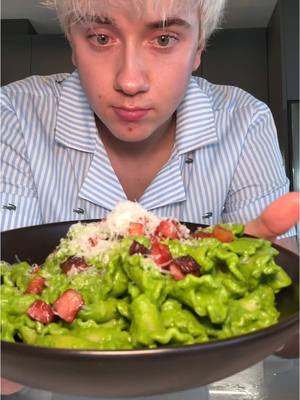 A post by @logagm on TikTok caption: A very green pasta 