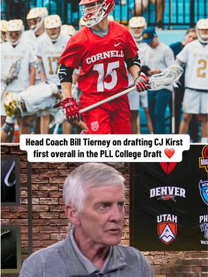 A post by @espn on TikTok caption: @Philadelphia Waterdogs head coach Bill Tierney has known CJ Kirst for a long time. Now he’ll get to coach him in the @Premier Lacrosse League 👏 #lacrosse #family 