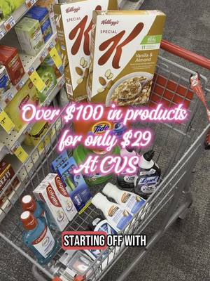 A post by @kouponingwithkristy on TikTok caption: $100 worth of products for $29 at CVS! Valid until 5/10! #couponcommunity #couponing #coupon #couponfamily #save #savemoney #deals #learntocoupon #cvs #cvscouponing #cvsdeals  #cvscouponing #cvscouponer #howtocoupon 