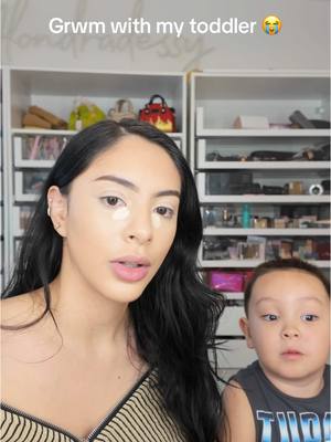 A post by @alondradessyyy on TikTok caption: Getting ready with a toddler be like 😭😭 spray from @Caudalie cc cream from @IT Cosmetics  #grwm #makeuproutine #fyp #alondradessy #ledgy #makeupvideos 