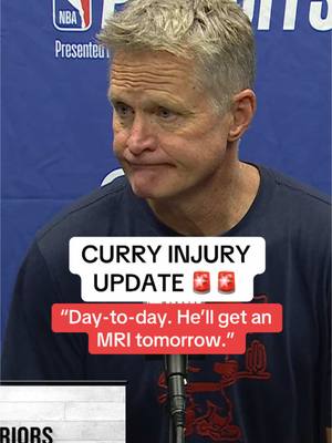 A post by @houseofhighlights on TikTok caption: Steve Kerr’s update on Steph Curry’s injury. 🚨 #stephcurry #warriors #timberwolves #nba #nbaplayoffs #curry 