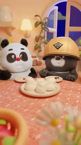 A post by @bamboopandaofficial on TikTok caption: Math Q: Who eats the most? 🐼🐻 Join members to access more lol #pandas #bamboopanda #fyp #animation
