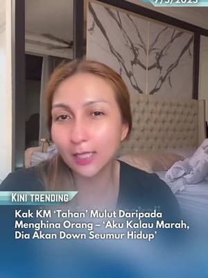 A post by @ohbulanofficial on TikTok caption: Kak KM akui memiliki mulut ‘pedas’ sehingga memilih untuk tidak membalas hinaan orang kepadanya demi mengelakkan daripada memberi kesan buruk kepada individu yang terlibat. Kredit: vnillyne 👍 #ohbulan #fyp #news #kakkm #tahan #mulut #dari #caci #orang 