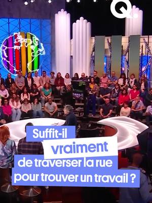 A post by @quotidienofficiel on TikTok caption: Alors, vrai ou faux ? Si pour Emmanuel Macron, il suffit de « traverser la rue pour trouver un job », qu’en pense le patron de France Travail ? #quotidien #actu #onregardequoi #travail #société #francetravail