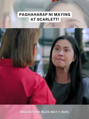 A post by @gmanetwork on TikTok caption: #MgaBatangRiles | May 7: Bago pa makatakas si Scarlett, hinarang na siya nila Maying! #migueltanfelix #kokoydesantos #antonvinzon #bruceroeland #gmanetwork #fyp