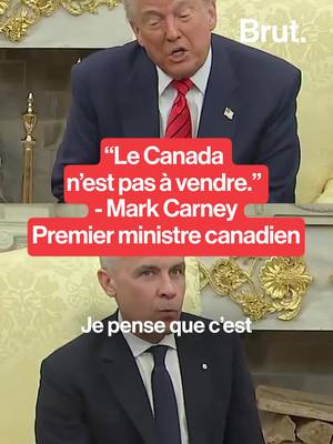 A post by @brutofficiel on TikTok caption: Mardi 6 mai, Donald Trump a rencontré le nouveau Premier ministre canadien, Mark Carney, pour discuter des tarifs douaniers. Au cours de cette rencontre, un journaliste a soulevé la question de l'accession du Canada au rang de 51e État américain, une idée évoquée par Donald Trump dans le passé. La réponse de Mark Carney : "Certains endroits ne sont jamais à vendre."
