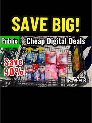 A post by @heyimdee_ on TikTok caption: Publix Haul & Cheap deals 5/7-5/13! I saved 90% on groceries shopping sales at Publix this week! 👉Learn how you can too with my Couponing Playbook “Deals to Dollars” Iink in bio! #publix #publixcouponing #publixdeals #sneekpeak #easycouponing #couponingforbeginners #groceryhack #savingmoneytips #publixhaul #groceryhauls 