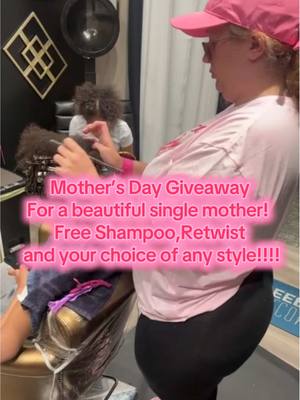 A post by @queenofbeautystyles on TikTok caption: Mother’s Day Giveaway For a beautiful single mother!  Free Shampoo,Retwist  and your choice of any style!!!! To enter follow the instructions below  1. Follow me  @queenofbeautystyles 2. Repost to your story & tag me 3. Comment below 👇  how many children you have and  why you deserve this giveaway  I will pick a winner on Friday! Good Luck to all!  #atlretwist ##atllocs #atldreads #atllocs #atldreads #atlhair #mcdonoughretwist #atlhairsalon #atlsalon #atl #southatlanta #locsatlanta #locsatl #mcdonoughloctician #locticianmcdonough #mcdonoughlocs #locsmcdonough #singlemom #singlemother #mothersday #mothersdaygiveaway #singlemomsaga #singlemomtok 