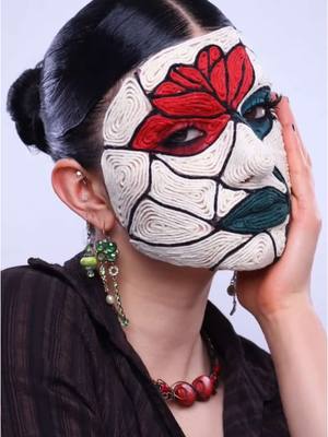 A post by @runscay on TikTok caption: stained glass yarn makeup 🥀🧶 inspired by @Anna👩🏼‍🎨 ‘s yarn makeup #stainedglassmakeup #yarnmakeup #woolskinmakeup #creativemakeup 