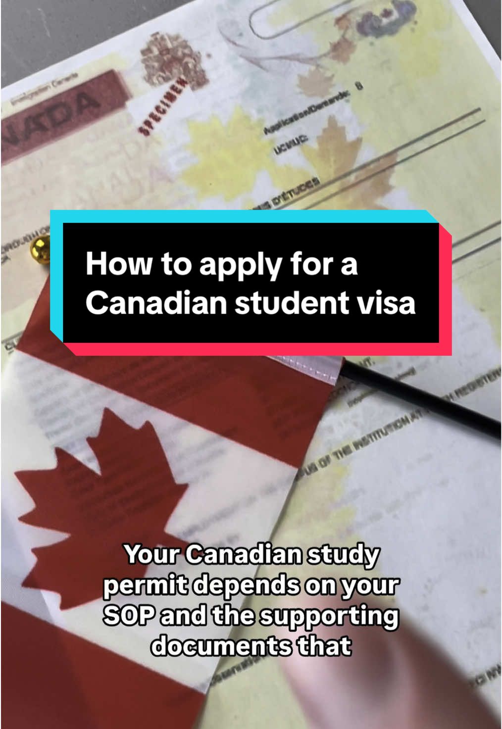 A post by @maxmedyk on TikTok caption: Here’s how to get a Canadian student visa!  Make sure to save and try out @ImmigrateAI 