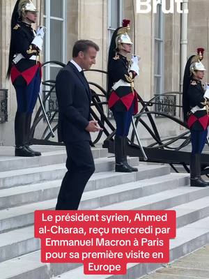 A post by @brutofficiel on TikTok caption: Le président syrien, Ahmed  al-Charaa, reçu mercredi par  Emmanuel Macron à Paris  pour sa première visite en  Europe. #syria #syrian #damascus #alcharaa