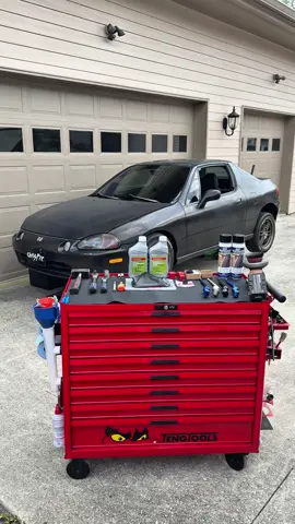 A post by @chrisfixit on TikTok caption: I’m excited for this one. How to fix a sloppy shifter and transmission leak due to a bad transmission seal. This video will bring us another step closer to the Turbo install in the Del Sol!  #ChrisFix 