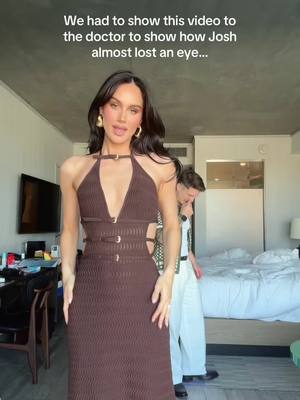 A post by @abbieherbert on TikTok caption: He picked a winner and I almost picked his eye out 🥲😭 poor Josh always ends up in the ER 