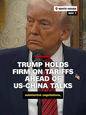 A post by @cnn on TikTok caption: President Trump rejected the idea of lowering the 145% tariff rate on China ahead of talks between US and Chinese officials in Switzerland. #trump #china #tariffs