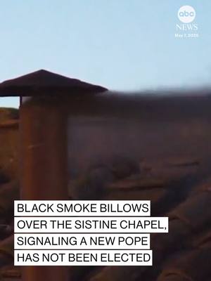A post by @abcnews on TikTok caption: JUST IN: Black smoke billows over the Sistine Chapel, signaling a new pope has not been elected.