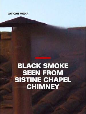 A post by @cnn on TikTok caption: Black smoke is rising from the chimney of the Sistine Chapel, meaning that cardinals did not elect a new pope on the first day of the conclave. They’ll return to the Santa Marta residence, where they’ll remain sequestered until a second day of voting begins tomorrow.