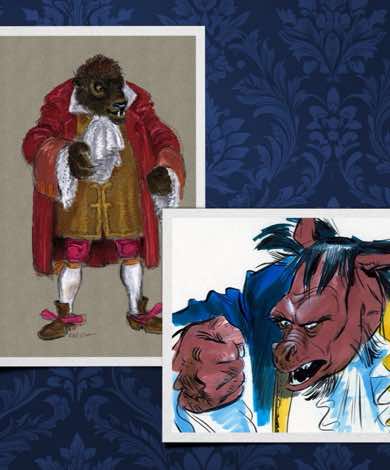 A post by @disneyanimation on TikTok caption: Take a look at the concept art for Belle and The Beast before he was…The Beast #beautyandthebeast #disney 