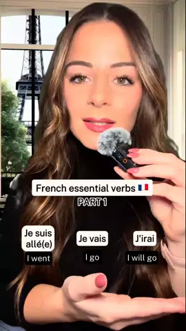 A post by @bonjourtalkinfrench on TikTok caption: 𝐅𝐫𝐞𝐧𝐜𝐡 𝐞𝐬𝐬𝐞𝐧𝐭𝐢𝐚𝐥 𝐯𝐞𝐫𝐛𝐬 🇫🇷 ÊTRE : J’ai été / Je suis / Je serai (I was / I am / I will be) AVOIR : J’ai eu / J’ai / J’aurai (I had / I have / I will have) ALLER : Je suis allé(e) / Je vais / J’irai (I went / I go / I will go) FAIRE : J’ai fait / Je fais / Je ferai (I did or made / I do or make / I will do or will make) VENIR : Je suis venu(e) / Je viens / Je viendrai (I came / I come / I will come) PRENDRE : J’ai pris / Je prends / Je prendrai (I took / I take / I will take 𝐋𝐞𝐚𝐫𝐧𝐢𝐧𝐠 𝐅𝐫𝐞𝐧𝐜𝐡 𝐛𝐲 𝐲𝐨𝐮𝐫𝐬𝐞𝐥𝐟 𝐚𝐧𝐝 𝐟𝐞𝐞𝐥𝐢𝐧𝐠 𝐬𝐭𝐮𝐜𝐤? 𝐎𝐮𝐫 𝐅𝐑𝐄𝐄 𝐒𝐭𝐮𝐝𝐲 𝐆𝐮𝐢𝐝𝐞 𝐜𝐚𝐧 𝐡𝐞𝐥𝐩! 𝐉𝐮𝐬𝐭 𝐜𝐨𝐦𝐦𝐞𝐧𝐭 ‘𝐆𝐔𝐈𝐃𝐄' 𝐚𝐧𝐝 𝐰𝐞’𝐥𝐥 𝐬𝐞𝐧𝐝 𝐲𝐨𝐮 𝐭𝐡𝐞 𝐥𝐢𝐧𝐤 𝐭𝐨 𝐝𝐨𝐰𝐧𝐥𝐨𝐚𝐝 𝐢𝐭. 📩 . . . #french #frenchlanguage #studyfrench #learnfrench #frenchlesson #frenchonline #frenchlearning #fle #frenchvocabulary #frenchwords #frenchteacher #frenchclass #easyfrench #frenchforintermediate #quiz #talkinfrench