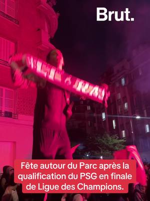 A post by @brutofficiel on TikTok caption: Fête autour du Parc après la qualification du PSG en finale de Ligue des Champions. #parcdesprinces #psgarsenal #parissg #parissaintgermain 