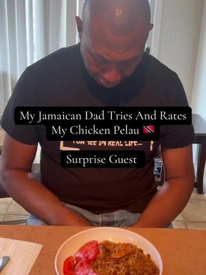 A post by @cookingwithflappa on TikTok caption: My Jamaican Dad Rates And Reviews My Chicken Pelau 🇹🇹 @cookingwithflappa @Daddy Randall  #cookingwithflappa #fyp  #chickenpelau #foodreview #foodreviews #foodcritic #trinidad #trini #trinifood 