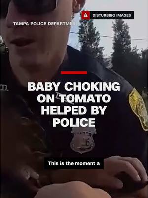 A post by @cnn on TikTok caption: Tampa Police released bodycam footage showing the moment frantic adults approached officers with a toddler who, police say, was struggling to breathe after eating a tomato. #cnn #news #tampa #police #bodycam #florida #choking 