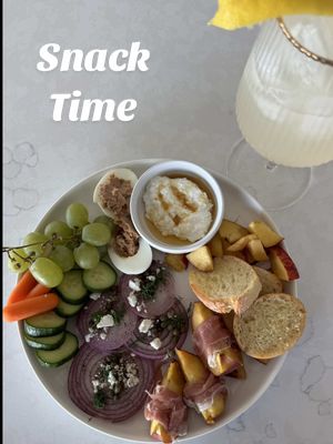 A post by @badbrownskinnn on TikTok caption: This snack plate better heal me because I miss my man yall 😭 #snackplate 
