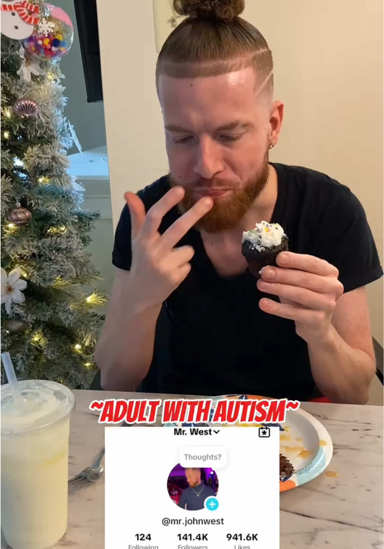 A post by @waxesbydes on TikTok caption: Yall go follow John on his personal TikTok he like to do little mukbangs lol @Mr. West  #mukbang #family #familytime #autismfamily #adultswithautism #autismacceptance #asd #autismawareness #autistictiktok #autism #autistic #adultwithautism #autismoftiktok #autism #familyfun #autisticadult #caregiver #foodie 