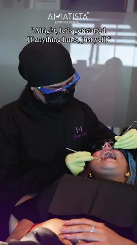 A post by @amatistaesteticadental on TikTok caption: Spoiler: the scream fades when you see that beautiful smile.🤩💜 #fyp #foryou #viral #trending #funnyvideos #comedy #tiktoktrend #glowup #smilemakeover #cosmeticdentistry #dentalcare #veneers #teethwhitening #smiletransformation #dentist #beautifulsmile #fyp #foryoupage #funny 