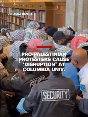 A post by @cnn on TikTok caption: Protesters caused a “disruption” at Columbia University’s Butler Library on Wednesday, resulting in protestors being shoved and blocked from the doors. No individuals who were protesting have “chosen to identify themselves,” yet, according to a press release from the university. #cnn #news #columbia #columbiauniversity #nyc #newyorkcity 