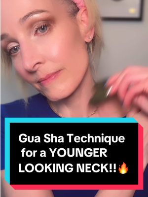 A post by @stacidhall on TikTok caption: Your NECK reveals your age! Learn this little known, simple yet effective Gua Sha technique for a younger looking neck in no time!😍 #guasha #oils #essentialoils #midlife #SkinCare #matureskin #agingskin #over40club #over40 #naturalskincare #over50club #plantbasedskincare #healthyaging #selfcare #nobotox #antiagingtips #wrinkles #antiagingskincare #beautifulskin #clearskin 