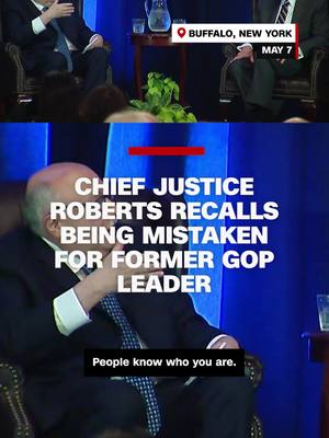 A post by @cnn on TikTok caption: Chief Justice John Roberts recalled a time when he was mistaken for former GOP House Speaker John Boehner during an event.