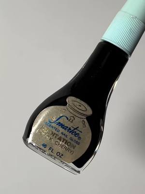 A post by @vintage_dusties on TikTok caption: Let’s swatch this Smartee Scented Nail Gloss in the shade Meditation from 1972 🖤 Posting earlier than usual so I can pack for Chicago ☺️ #vintagenailpolish #vintagecosmetics #nostalgic #nostalgia #nailtok #nailpolishrevival #blacknails #1970s #70s #throwback #smartee #nailpolish #70snostalgia #nostalgic70s #scentednailpolish 