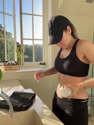 A post by @evitapolizzi on TikTok caption: Gym ready just to walk upstairs and workout 💪🏼💥  @Sweet Sweat Enhancer workout stick in coconut 🥥 With waste trimmer  @TOPICALS Brightening Eye Masks @Sol de Janeiro 40  @Bose Headphones  #viraltiktok #tiktok #fypシ #trending #morningroutine 