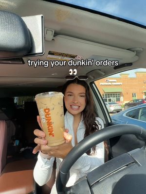 A post by @jade.amberrrrr on TikTok caption: Replying to @Tamara 💋 today we tried the medium iced dunkalatte w/ 2 blueberry shots & 2 butter pecan. I give this a 9/10 - it would be a 10 but it's SO SWEET. 