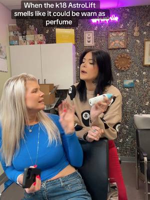 A post by @siiriparkss on TikTok caption: LMAO @K18 Hair idk what yall put in this formula but it smells 👃🏼 GOOD #fyp #fypシ #k18 #k18astrolift #siiri #siiriparkss #hair #hairtok #hairhumor #hairstylist 