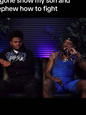 A post by @myronjewell_ on TikTok caption: I was gone show my son and nephew how to fight!! Episode 2 of “Conversations with Myron and Makhai” drops tonight at 7pm!! Link in bio!! @Mak🅿️💔 @Fyp.Reece  🎥:  @Quinton Gladney 